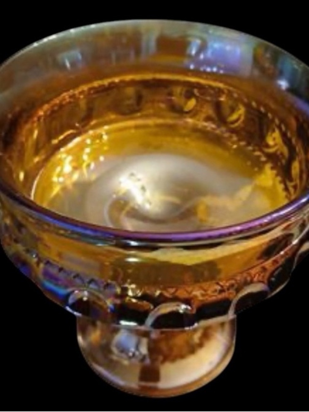 Iridescent Amber Glass Compote Bowl - Home Art